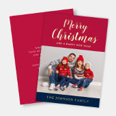 Carte De Vœux En Aluminium Script moderne Christmas Photo Gold