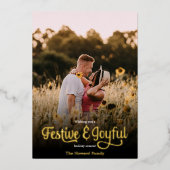 Carte De Vœux En Aluminium Script moderne Festif et Joyful Red Polka Dot (Recto)