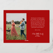 Carte De Vœux En Aluminium Script moderne Joyeuse photo de Noël (Verso)