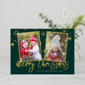 Carte De Vœux En Aluminium Script moderne Joyeux Noël 2 Photo (Debout devant)