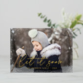 Carte De Vœux En Aluminium Script Moderne Let It Snow (Debout devant)