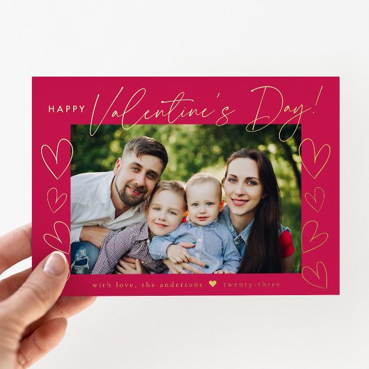 Carte De Vœux En Aluminium Script moderne Magenta Saint Valentin Photo
