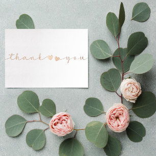 Carte De Vœux En Aluminium Script moderne minimaliste personnalisé Merci blan