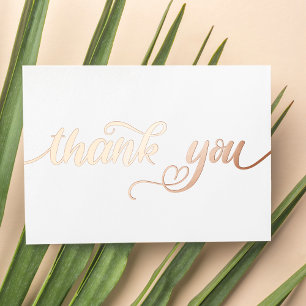 Carte De Vœux En Aluminium Script moderne minimaliste personnalisé Merci blan