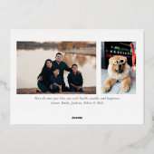 Carte De Vœux En Aluminium Script moderne Nouvel An Gold Fhuile photo (Verso)