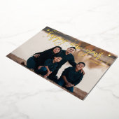 Carte De Vœux En Aluminium Script moderne Nouvel An Gold Fhuile photo (Rotation)