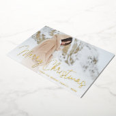 Carte De Vœux En Aluminium Script moderne Photo Élégant Noël (Rotation)