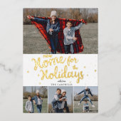 Carte De Vœux En Aluminium Script Red Plaid New Home for Holidays Photo (Recto)