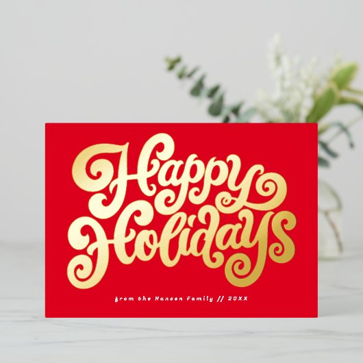 Carte De Vœux En Aluminium Script rétro en gras (Debout devant)