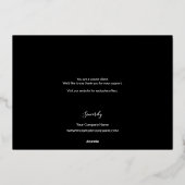 Carte De Vœux En Aluminium Script Rose or Black Business logo site (Verso)