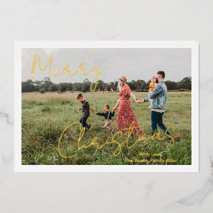 Carte De Vœux En Aluminium Script rustique Photo moderne Noël
