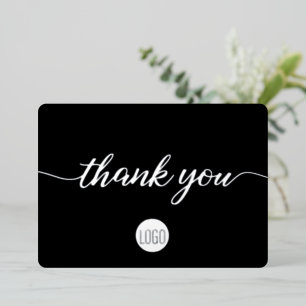 Carte De Vœux En Aluminium Script Silver Elegant personnalisé sur Black Busin