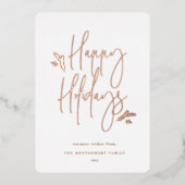 Carte De Vœux En Aluminium Script simple et festif (Recto)