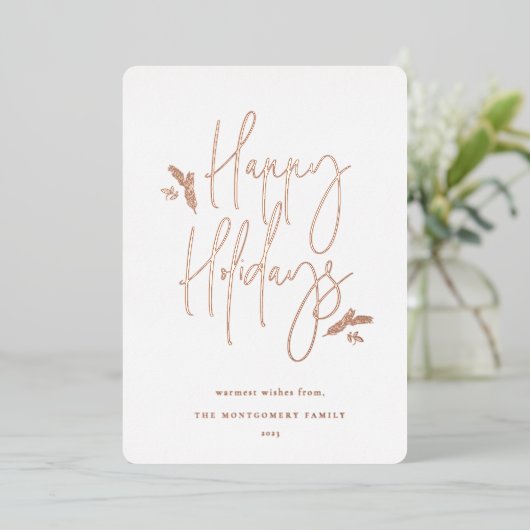 Carte De Vœux En Aluminium Script simple et festif (Debout devant)