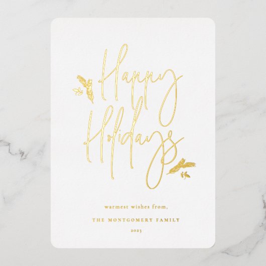 Carte De Vœux En Aluminium Script simplement festif (Recto)