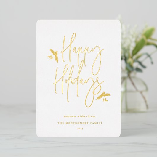 Carte De Vœux En Aluminium Script simplement festif (Debout devant)