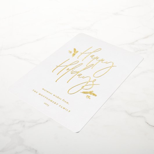 Carte De Vœux En Aluminium Script simplement festif (Rotation)