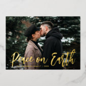 Carte De Vœux En Aluminium Script tendance Paix sur Terre Photo (Recto)