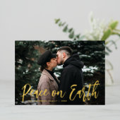 Carte De Vœux En Aluminium Script tendance Paix sur Terre Photo (Debout devant)