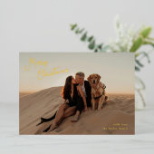 Carte De Vœux En Aluminium Script Whimsical Photo moderne Noël (Debout devant)