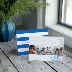 Carte De Vœux En Aluminium Seas & salutations Seashell Christmas Tree Photo