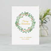 Carte De Vœux En Aluminium Serre de verdure rustique Joyeux or de Noël (Debout devant)