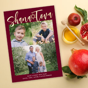 Carte De Vœux En Aluminium Shana Tova Rosh Hashana Fête de la fête juive