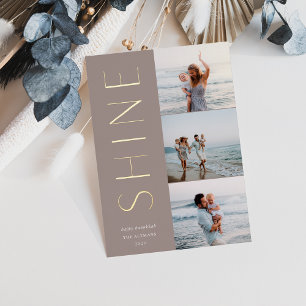 Carte De Vœux En Aluminium Shine On Modern 3 Photo Collage Hanukkah