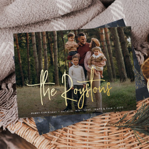 Carte De Vœux En Aluminium Signature esquissée moderne Photo horizontale