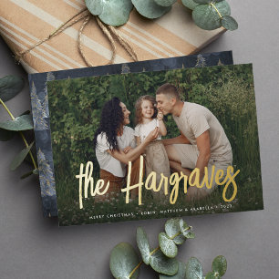 Carte De Vœux En Aluminium Signature esquissée moderne Photo horizontale