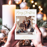 Carte De Vœux En Aluminium Signature moderne | Gold Foil Script Multi Photo<br><div class="desc">Cette carte de vacances simple et moderne dit "Joyeux Noël" dans élégante,  style signature feuille d'or typographie script. Ajoutez cinq de votre photo de famille préférée à l'avant et à l'arrière de cette carte pour un résultat étonnant !</div>