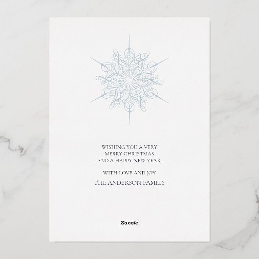 Carte De Vœux En Aluminium Silver Snowflake Joyeux Noël Famille (Verso)