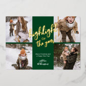 Carte De Vœux En Aluminium Simple amusant Brossé Script Green Photo Collage (Recto)