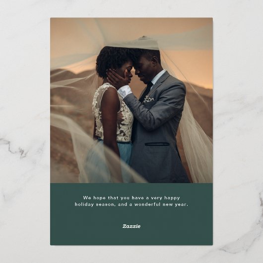 Carte De Vœux En Aluminium Simple Christmas Arch | Modern Two Photo Green (Verso)