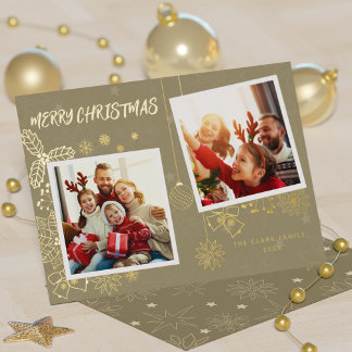 Carte De Vœux En Aluminium Simple élégance Beige 2 cadres photo Famille