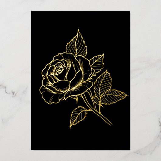 Carte De Vœux En Aluminium Simple Elegant Gold Rose Black Note Card (Recto)