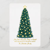 Carte De Vœux En Aluminium Simple Elegant Or Blanc Arbre de Noël Holi (Recto)