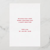 Carte De Vœux En Aluminium Simple élégant script de Noël nouvellement marié (Verso)