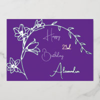 Simple Floral Purple & Argent Anniversaire