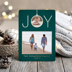 Carte De Vœux En Aluminium Simple Joie Noël Ornament Turquoise Vert 2 Photo