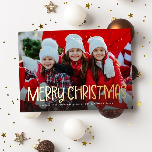 Carte De Vœux En Aluminium Simple Joyeux Noël mignon amusement une photo