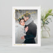 Carte De Vœux En Aluminium Simple Joyeux Noël Or Mariage d'hiver Photo (Debout devant)