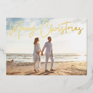Carte De Vœux En Aluminium simple JOYEUX NOËL Photo Or