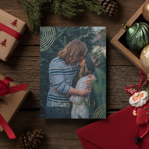 Carte De Vœux En Aluminium Simple Moderne Élégante Photo de Fiançailles Noë