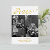 Carte De Vœux En Aluminium Simple moderne Script manuscrit Paix 3 photos (Debout devant)