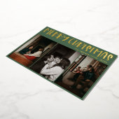 Carte De Vœux En Aluminium Simple Noël vert Trois photos | Or (Rotation)