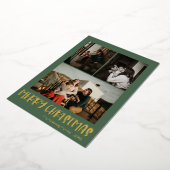 Carte De Vœux En Aluminium Simple Noël Vert Verte 3 Photo | Or (Rotation)