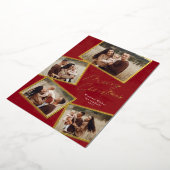 Carte De Vœux En Aluminium Simple Script Collage 4 Photos Joyeux Noël (Rotation)