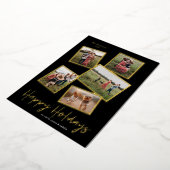 Carte De Vœux En Aluminium Simple Script Joyeuses Fêtes 5 Photo Collage (Rotation)