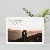 Carte De Vœux En Aluminium Simple Serif HOPE Vert Aquarelle Real (Debout devant)
